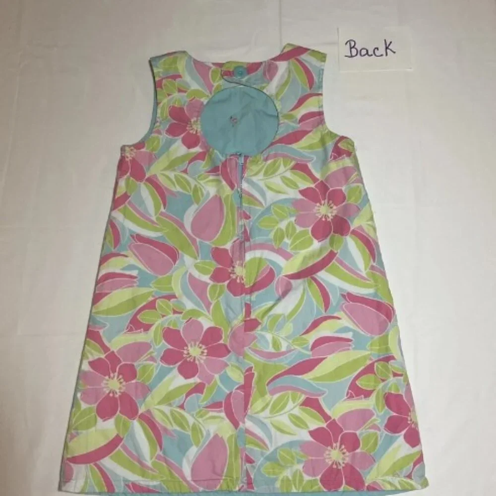 Gymboree Girls 4 Floral Flamingo Embroidered Reversible Sleeveless A-line Dress